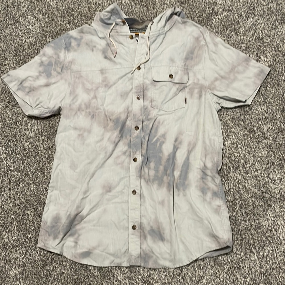 Men’s Dravus Button Up with hood custom bleach